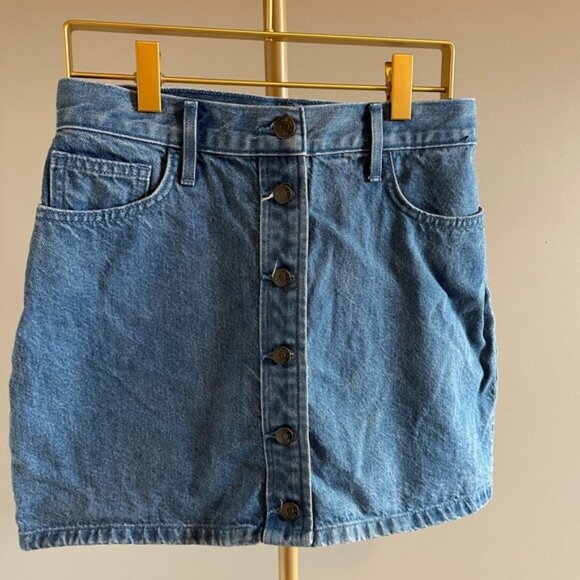 Wilfred Free Denim Mini Skirt Size 4 – Button Front Pockets Casual Classic - Picture 1 of 7